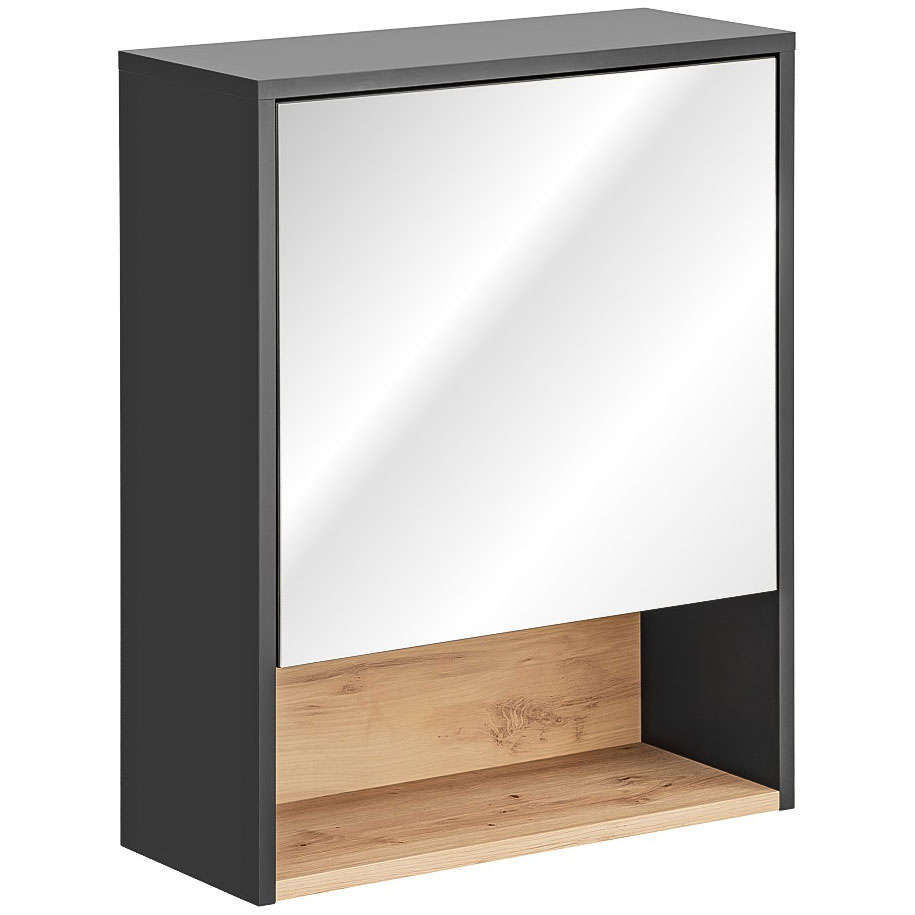 Kúpeľňová skrinka so zrkadlom HILTON 840 šedá / dub artisan