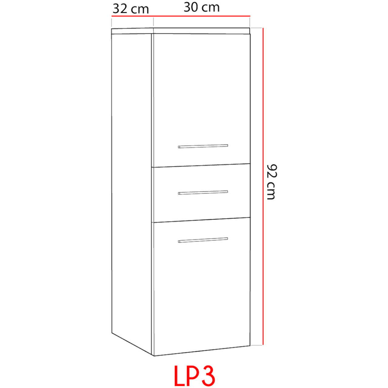 Kúpeľňová skrinka nízka LUPO LP3 biela / grafit lesk VÝPREDAJ